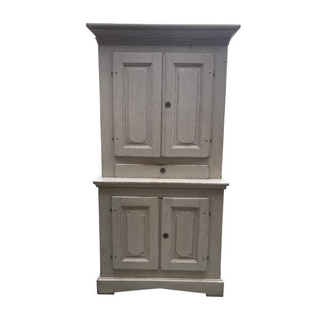 Swedish Gustavian Cupboard/ Highboy in Lime Washed Finish, 19th Century For Sale - Image 17 of 18