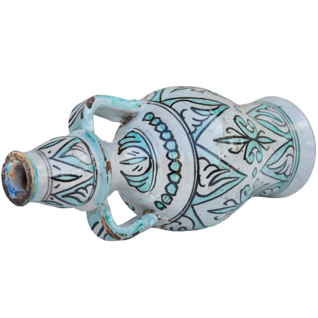 Ceramic Early 20th Century Handmade Turquoise-Patterned Andalusian Ceramic Art Vase For Sale - Image 7 of 9