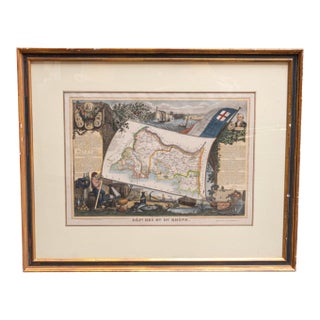 Mid 19th Century Victorian Age French Engraving of Bouches-Du-Rhône For Sale