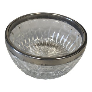 1980s Crystal and Silver Bowl For Sale