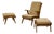Scandinavian Armchair and Ottomans, 1960s, Set of 3 For Sale