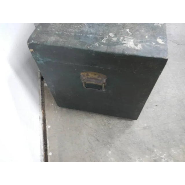 Wood Vintage Black Wooden Trunk, 1940s For Sale - Image 7 of 11