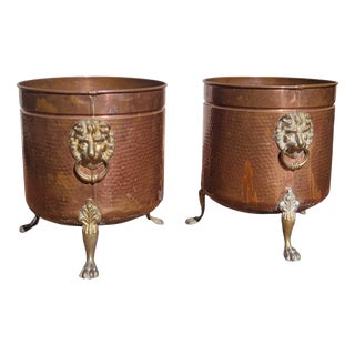 Copper Plant Planter, 1920s, Set of 2 For Sale