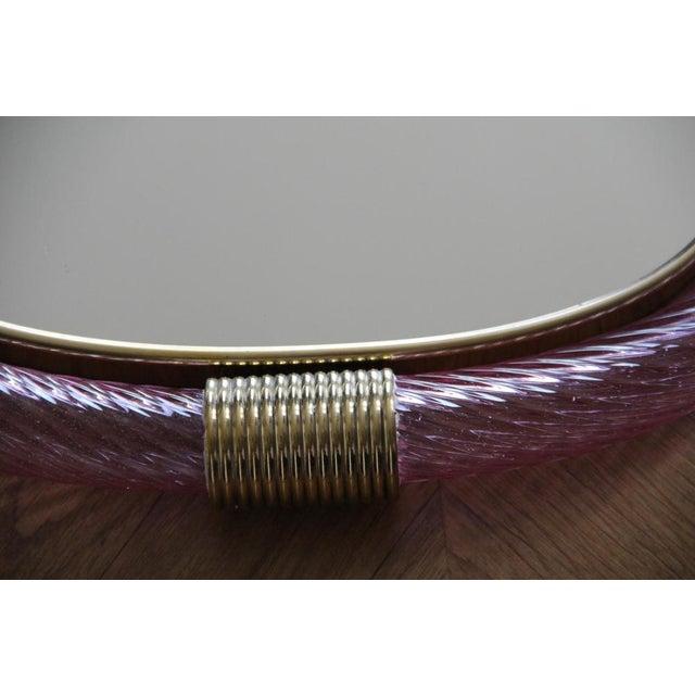 2000 - 2009 Twisted Pale Pink Murano Glass Mirror, 2000s For Sale - Image 5 of 18
