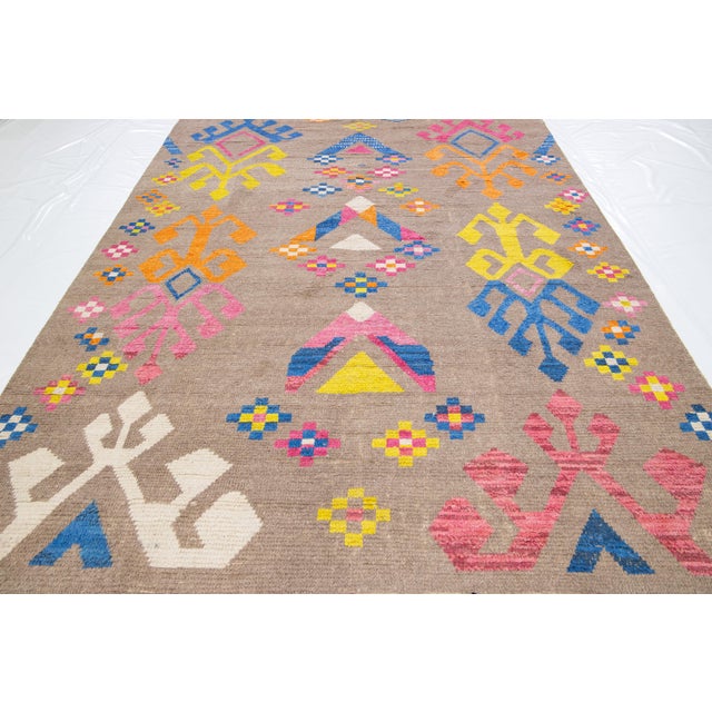 Contemporary Moroccan Style Handmade Multicolor Pattern Wool Rug For Sale - Image 13 of 16