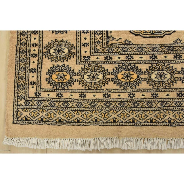 Bokhara Rug 5’1” X 7’10” Beige Wool Tribal Hand-Knotted Oriental Carpet For Sale - Image 9 of 12
