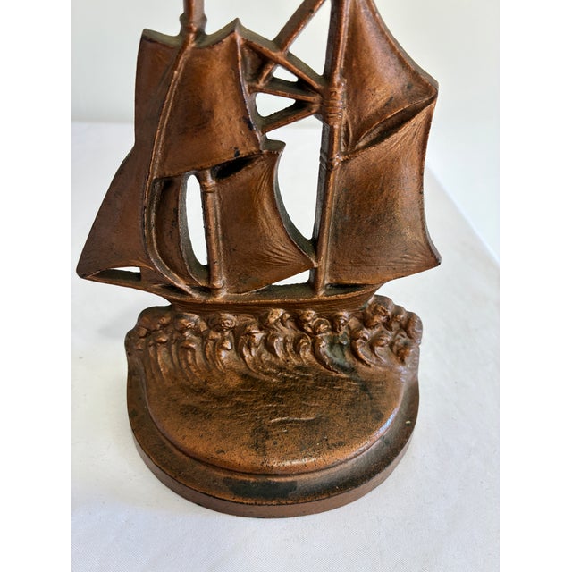 Vintage Cast Iron Sailing Ship Bookend For Sale - Image 4 of 8