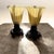 Glass Vintage Ting Shen Hollow Light-Up Table Lamps Feature Amber-Yellow Ribbed Glass Shades - a Pair For Sale - Image 7 of 9