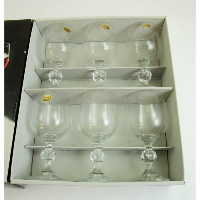 Claudia Bohemia Stem Crystal Wine Glasses Set of 6 in Box For Sale - Image 4 of 10