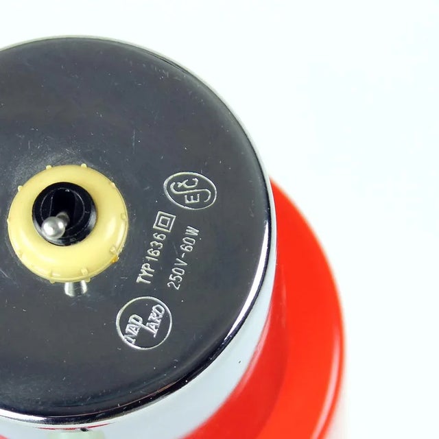 Red Table Lamp in Chrome and Red Metal by Josef Hurka for Napako, 1960s For Sale - Image 8 of 11