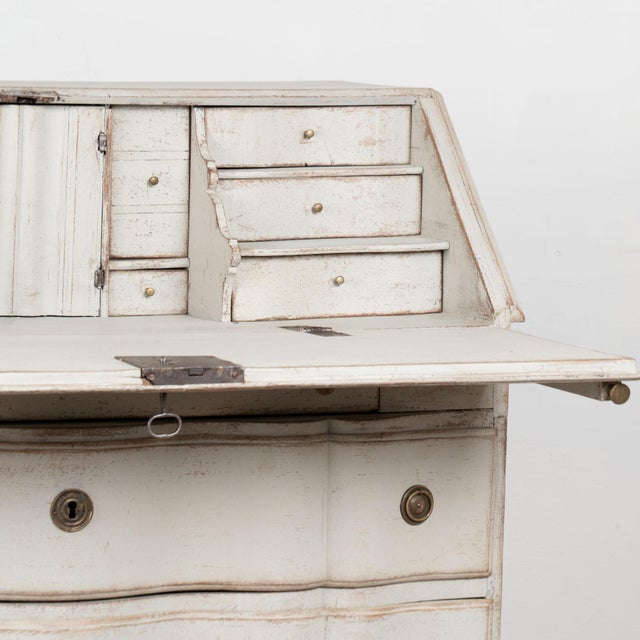 19th Century Swedish White Rococo Secretary Bureau For Sale - Image 10 of 13