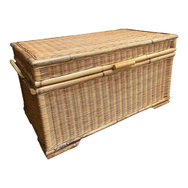 Vintage Bamboo Wicker Trunk Coffee Table Chairish