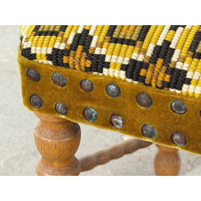 Brutalist Vintage Scandinavian Oak Bobbin-Turned Stool, 1950s For Sale - Image 3 of 6