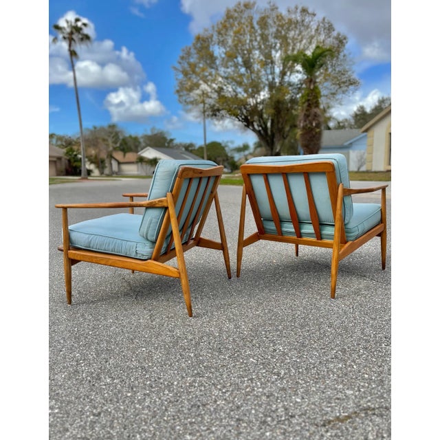 Pair of Rail-Back Lounge Chairs in the Style of Viko Baumritter | Mid Century Modern For Sale - Image 10 of 13