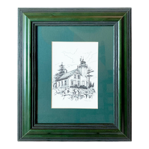 Framed Print of Eagle Bluff Lighthouse Line Drawing by Phillip Siegel
