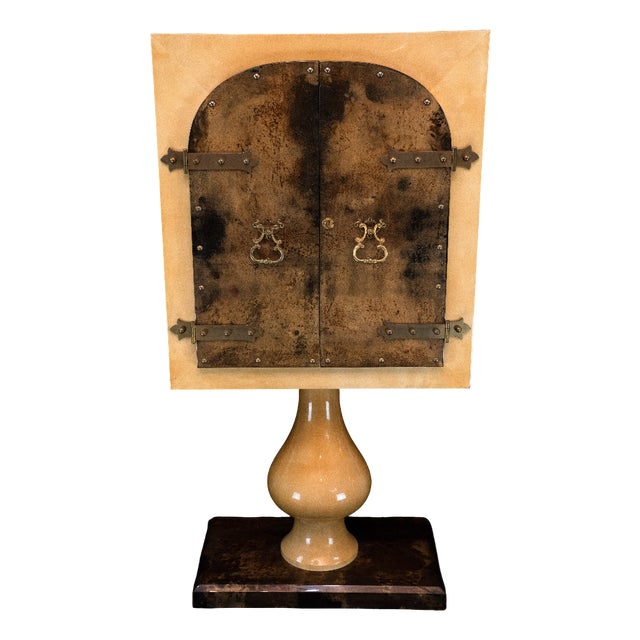 Mid-Century Modern Goatskin Parchment Bar Cabinet from Aldo Tura, Italy, 1960s For Sale