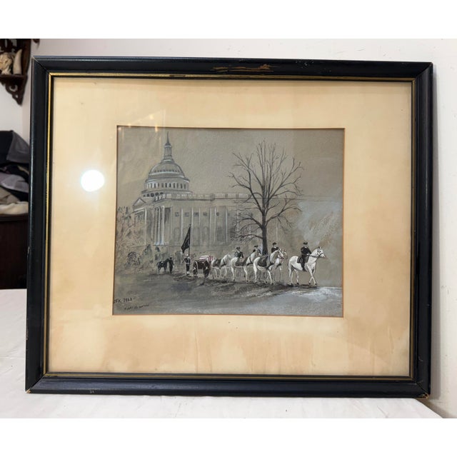 1960s Vintage Original 1963 Mary Jo Waters JFK Presidential Funeral Acrylic Painting For Sale - Image 5 of 13