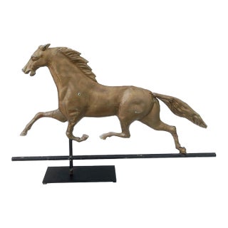 Antique 19thC "Ethan Allen" Full Bodied Copper Gold Painted Horse Weathervane C1890s For Sale
