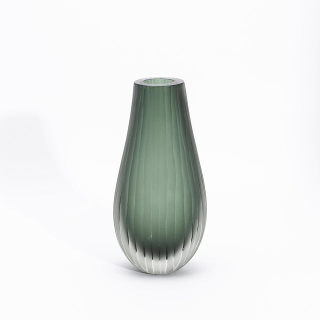 2020s Hand-Blown Murano Supreme Vase in Eucalyptus Green For Sale - Image 5 of 12