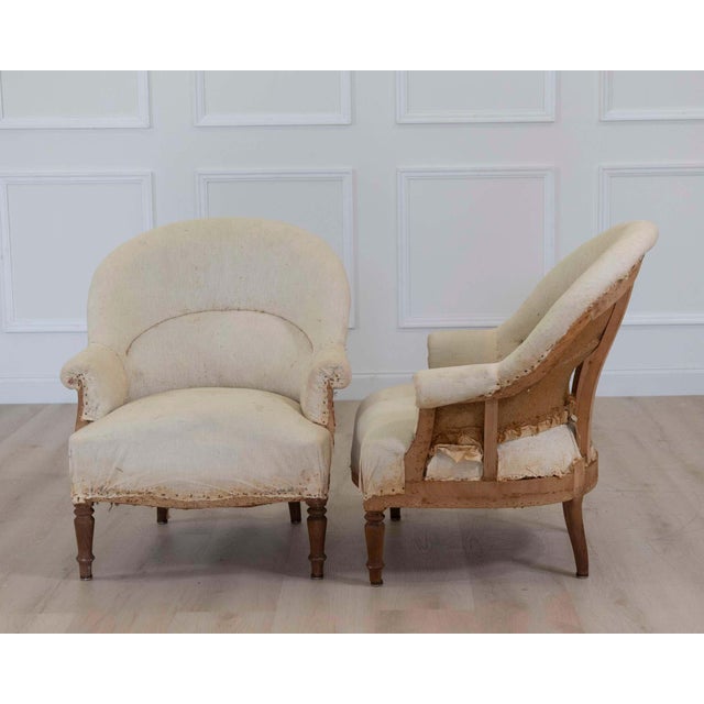 Mid 20th Century Pair of 20th Century French Chairs, Ready to Upholster For Sale - Image 5 of 13