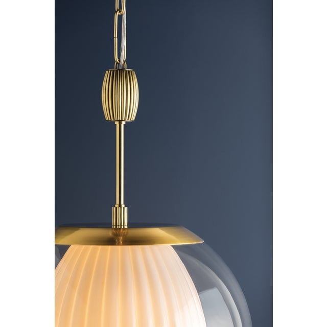 Brass Hudson Valley Lighting Clementon 17 in. 1 Light Pendant in Aged Brass Finish For Sale - Image 8 of 10