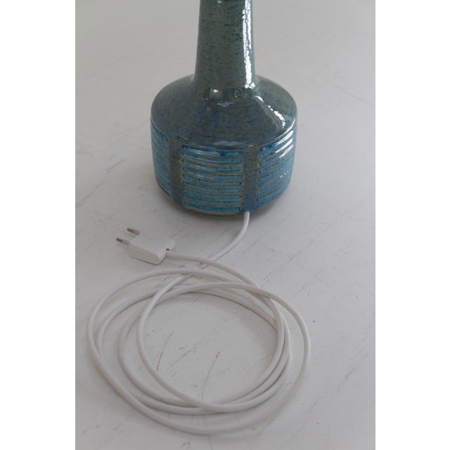 Aqua Danish Blue Stoneware Table Lamp by Linnemann- Schmidt for Palshus, 1960s For Sale - Image 8 of 18