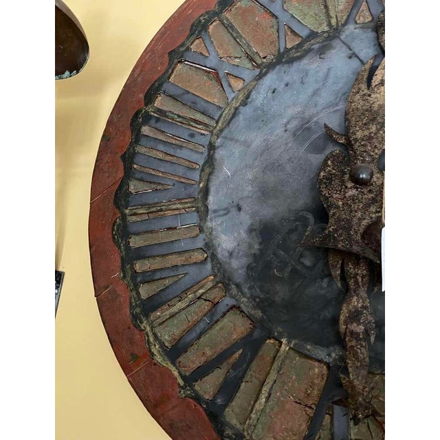 Late 20th Century French Clock Face Zinc and Wood, Hand Painted For Sale - Image 5 of 5