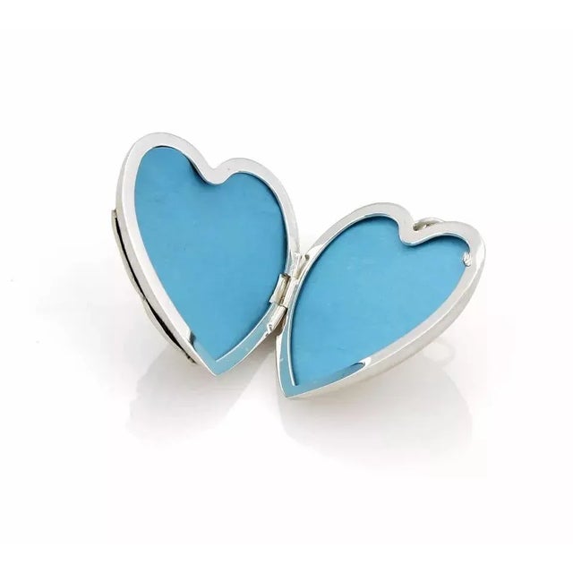 Tiffany and Co. Late 20th Century 18690 - Tiffany & Co. Large Ziegfeld Daisy Sterling Heart Photo Locket Pendant For Sale - Image 4 of 6