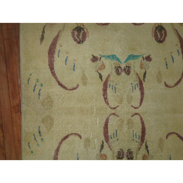Mid 20th Century Vintage Zabihi Collection Turkish Art Deco Rug - 3'11" x 7'3" For Sale - Image 5 of 5