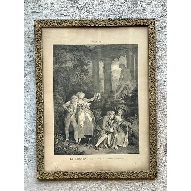Vintage Fragonard Engraving in Gilt Frame For Sale - Image 12 of 15