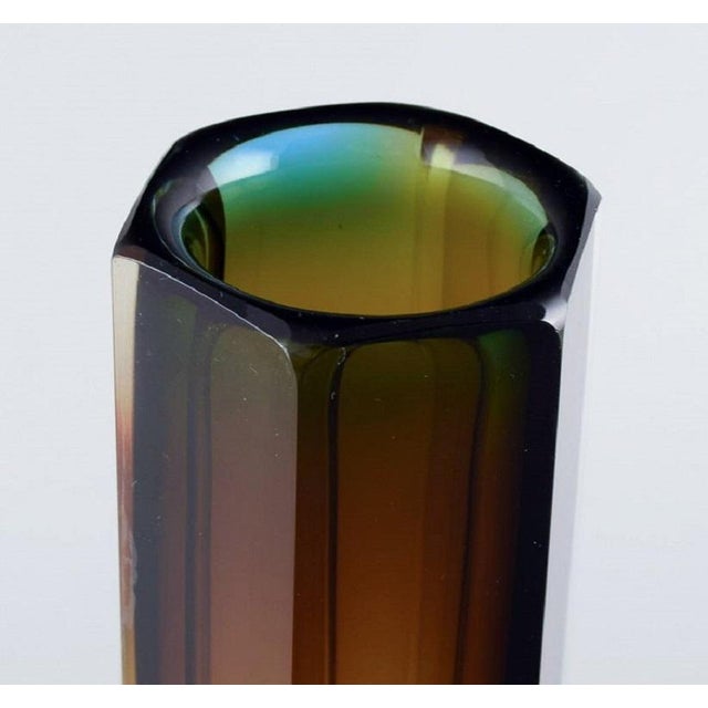 Art Glass Italian Smoky Mouth-Blown Vase, 1960s For Sale - Image 3 of 5