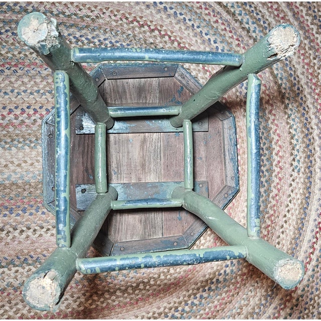 Early 20th Century Old Hickory Octagonal Center Table With Original Green Patina For Sale - Image 14 of 18