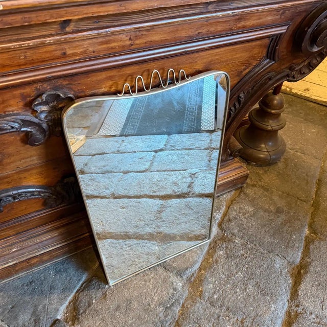 1950s An Iconic 1950s Gio Ponti Mid-Century Modern Brass Italian Wall Mirror For Sale - Image 5 of 13