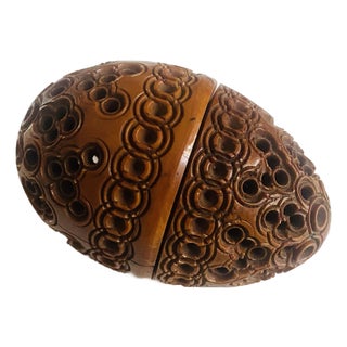 Hand Carved Coquilla Nut Box, 19th Century For Sale