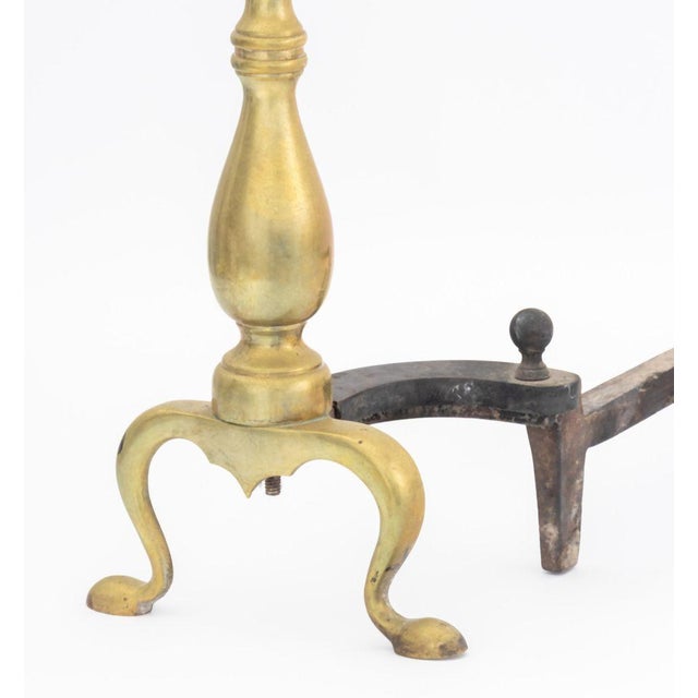 Traditional American Federal Style Brass Andirons, Pair For Sale - Image 3 of 6