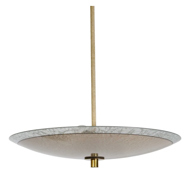 Mid-Century Three-Light Ceiling Lamp in Textured Glass, 1950s For Sale