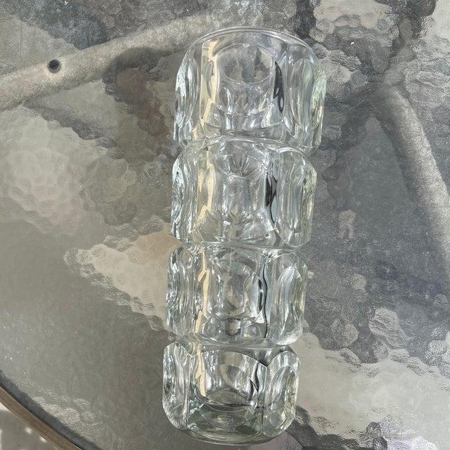 1960s Mid Century Modern 12” Stacked Block Glass Vase by František Pečeny for Hermanova Hut, 1960s For Sale - Image 5 of 6