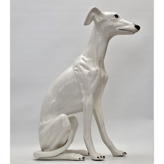 Large Greyhound Porcelain Ceramic Dog Sculpture by Ardalt Signed
