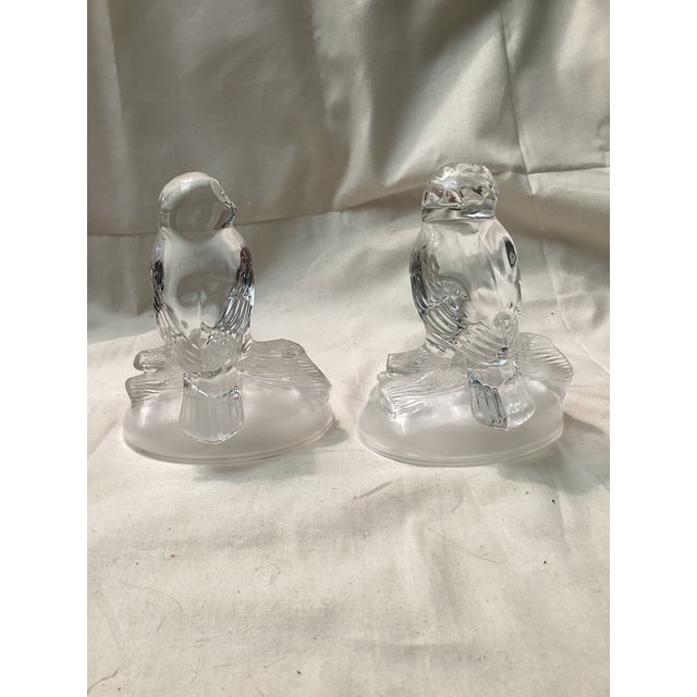 1950s Pair of Vintage Cristal D’Arques French Lead Crystal Owl Figurines For Sale - Image 5 of 6