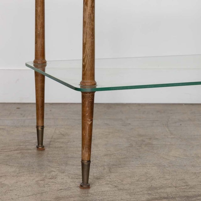 Brown French Wood and Glass Two-Tier Side Table For Sale - Image 8 of 15