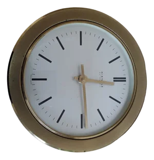 Vintage German Round Automatic Wall Clock with Brass Housing & Arched Acrylic Glass Pane from Kienzle, 1970s