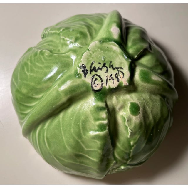 Barbara Eigen-Studio Pottery Cabbage Leaf Bowls-Signed-a Pair For Sale - Image 4 of 12