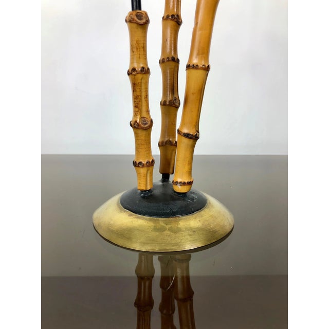 Wood Bamboo & Brass Candleholder, Italy, 1970s For Sale - Image 7 of 8