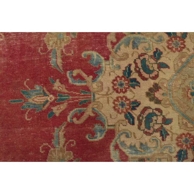 Tabriz Rug 9’5” X 11’9” Pink Wool Vintage Distressed Hand-Knotted Carpet For Sale - Image 10 of 15