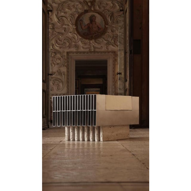 Soft futurism piano ottoman in marble and aluminum by filippo andrighetto. Dimensions: w 80 x d 51 x h 45 cm. Materials:...