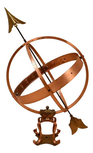 Large Swedish Wrought Iron, Brass and Copper Garden Sundial, 1960s