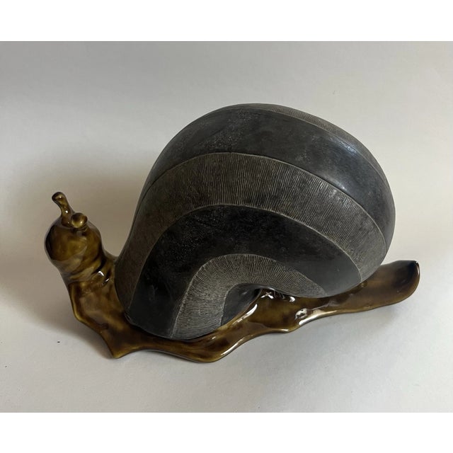 Mid-Century Modern Vintage Anthony Freeman McFarlin California Pottery 11" Snail Figurine For Sale - Image 3 of 6