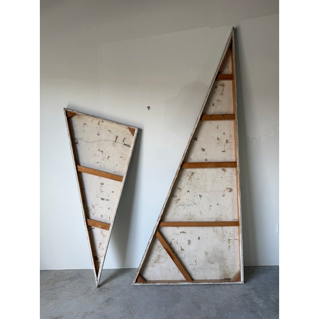 Oversized 1989 Vintage Textured Expressionist Abstract Acrylic on Canvas Geometric Paintings – Pair For Sale - Image 16 of 16