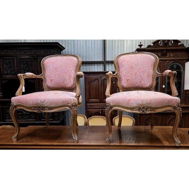 Louis XV Style Cabriolet Armchairs, Set of 2 For Sale - Image 5 of 8