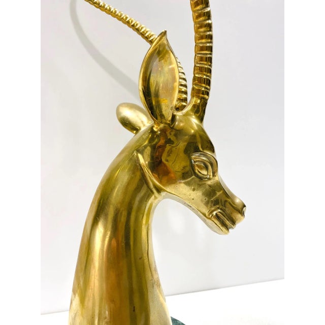 1970s Hollywood Regency Brass Antelope Sculpture With Exotic Marble Base For Sale In Miami - Image 6 of 13